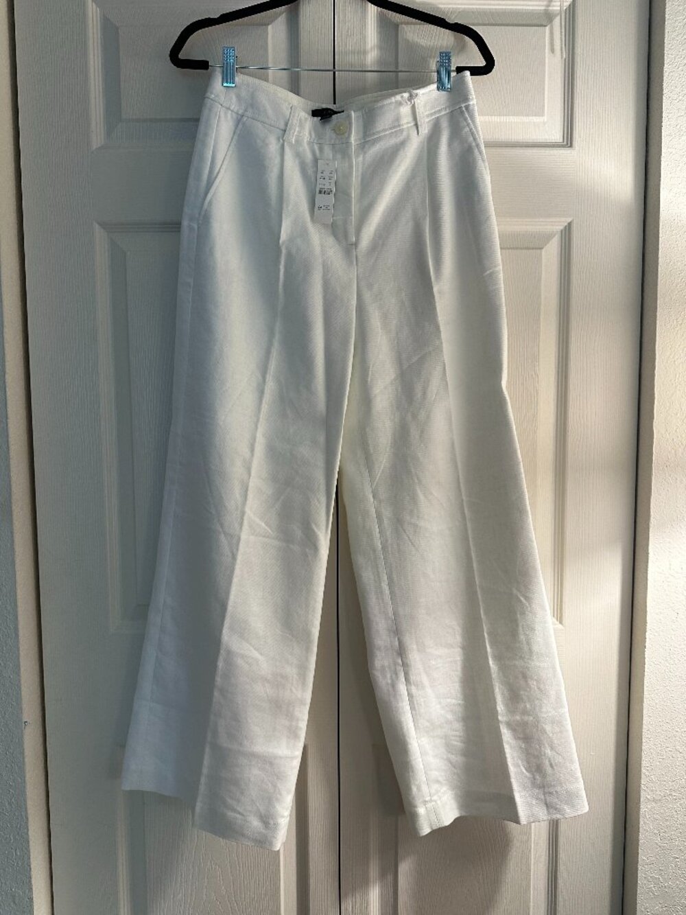 NWT J. Crew White Linen Pants Wide Leg Lined Sz 4